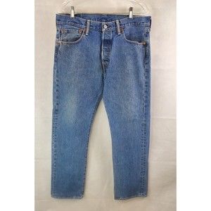 Levis Mens Jeans Blue 33x30 501 XX Straight Leg Medium Wash Denim Button Fly